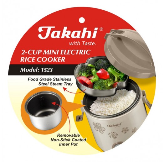2 Cup Mini Electric Rice Cooker 0.4 Litre Takahi Kitchen Household Appliances